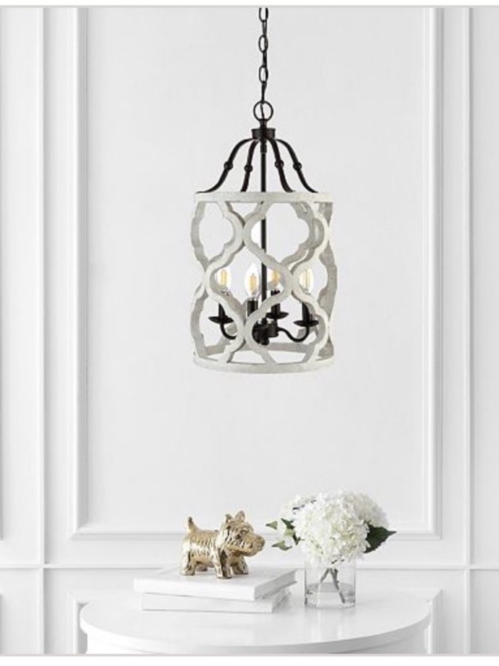 Home Accents White Trellis Pendant Lantern with Oil-Rubbed Bronze Accents